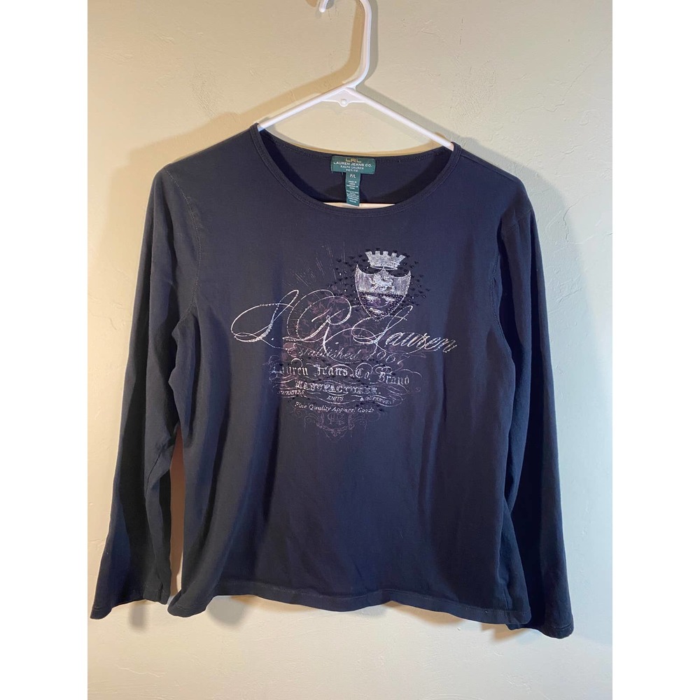 Lauren Jeans CO. Ralph Lauren Tee Black Size P/L - Picture 4 of 8
